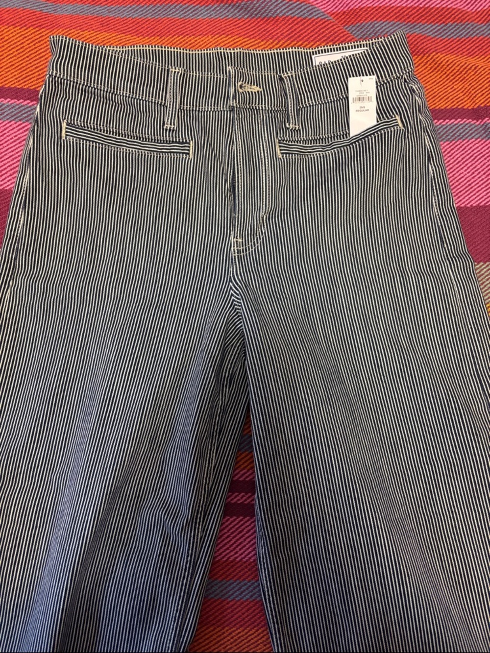 GAP Navy and White Pinstripe High-Rise Ankle Pants